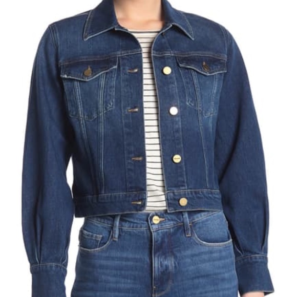 Frame Bishop Blue Denim Jean Jacket Alana Large - Picture 1 of 3